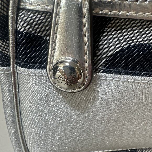 Rare Find NEW Coach Signature Denim Backpack F19691 Denim Silver Metallic Trim main image 13